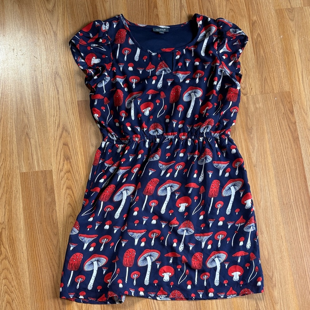 Modcloth Navy Mushroom Print Casual Dress